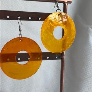 Lovely orange pumpkin genuine capiz shell earring